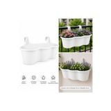 abnturk Pratik Dayanıklı Şık 10lt Beyaz Sahra Askılı Saksı 54x28x25cm Balkon Korkuluk Duvar Dekoratif Askılı