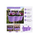 Abnturk Pratik Dayanıklı Şık 10LT Lila Sahra Askılı Saksı 54X28X25CM Balkon Korkuluk Duvar Dekoratif Askılı Sepet