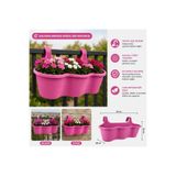 abnturk Pratik Dayanıklı Şık 10lt Pembe Sahra Askılı Saksı 54x28x25cm Balkon Korkuluk Duvar Dekoratif Askılı