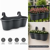 Abnturk Pratik Dayanıklı Şık 10LT Siyah Sahra Askılı Saksı 54X28X25CM Balkon Korkuluk Duvar Dekoratif Askılı Sepet