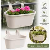 Abnturk Pratik Dayanıklı Şık 6,3lt Beyaz Sahra Askılı Saksı 38X27X26CM Balkon Korkuluk Duvar Dekoratif Askıı Sepet - 01-Beyaz