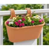 Abnturk Pratik Dayanıklı Şık 6,3lt Kahverengi Sahra Askılı Saksı 38X27X26CM Balkon Korkuluk Dekoratif Askılı Sepet