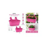 abnturk Pratik Dayanıklı Şık 6,3lt Pembe Sahra Askılı Saksı 38x27x26cm Balkon Korkuluk Duvar Dekoratif Askıı Sepet