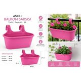Abnturk Pratik Dayanıklı Şık 6,3lt Pembe Sahra Askılı Saksı 38X27X26CM Balkon Korkuluk Duvar Dekoratif Askılı Sepet