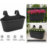 Abnturk Pratik Dayanıklı Şık 6,3lt Siyah Sahra Askılı Saksı 38X27X26CM Balkon Korkuluk Duvar Dekoratif Askıı Sepet