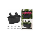 abnturk Pratik Dayanıklı Şık 6,3lt Siyah Sahra Askılı Saksı 38x27x26cm Balkon Korkuluk Duvar Dekoratif Askıı