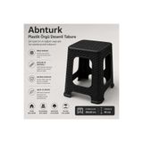 abnturk Rattan Plastik Sağlam Şık Örgü Desenli Tabure-Ev Bahçe Piknik Sandalyesi Oturak-Siyah 28x45cm