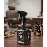 Abnturk Retro Tasarım Kuaför Su Spreyi Kare Berber Fısfıs Şişesi Siyah 600ML