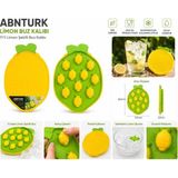 Abnturk Silikon Yapışmaz Kapaklı Limon Buzluk-Bas Parmak Buz Kalıbı - Sarı - 0,33