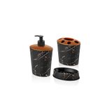 abnturk Siyah Mermer Desen 3 Parça Banyo Lavabo Seti Diş Fırçalık Sıvı+katı Sabunluk Kırılmaz Özel Plastik abn-2006222202-3-blck