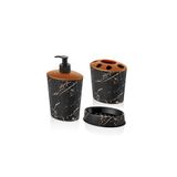 abnturk Siyah Mermer Desen 3 Parça Banyo Lavabo Seti Diş Fırçalık Sıvı+katı Sabunluk Kırılmaz Özel Plastik abn-2006222202-3-blck