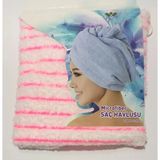Abnturk Süper Emici Microfiber Saç Kurutma Havlusu 10 Kat Daha Fazla Emiş Gücüyle %100 Mikrofiber Saç Bonesi - Standart - Beyaz - Pembe