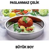 abnturk Süper Kaliteli Çok Amaçlı Paslanmaz Çelik Çiğköfte Tepsisi & Çiğköfte Leğeni 50 cm - 5 lt