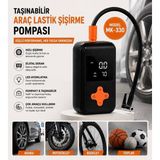 Abnturk Taşınabilir Dijital Hava Kompresörü Kablosuz Lastik Şişirme Pombası LCD Ekranlı USB Şarjlı Oto Motorsiklet Bisiklet Top Şişirme Cihazı