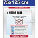 abnturk Tek Kanatlı Hazır Pencere Sinekliği 75X125 cm Cırtlı-Yapışkanlı Tak Çıkar Kolay Montajlı Sineklik