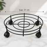 Abnturk Tekerlekli Metal Siyah Tüp Damacana Saksı Altlığı Taşıma Aparatı 31CM Çap - 1 Parça