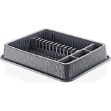 Abnturk Ultra Lüks Kaliteli Büyük Boy Dalgalı Gri Renk Şık Görünümlü Bulaşıklık Stand 42X50X9CM - 0 - 3 L