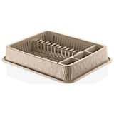 Abnturk Ultra Lüks Kaliteli Büyük Boy Dalgalı Kum Beji Renk Şık Görünümlü Bulaşıklık Stand 42X50X9CM - 0 - 3 L