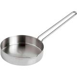 abnturk Ultra Lüks Paslanmaz Çelik 14CM Basık Kenarlı Mini Tava Sos Tavası Metal Saplı Çok Amaçlı Kaçerola - Gri