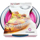 abnturk Yüksek Kalite 2'li Borcam Fırın Tepsisi 32X32 cm ve 25X25 cm 1720 cc ve 2950 cc Borcam Takımı - Beyaz