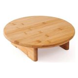 Abnturk Yüksek Kalite Bambu Ayaklı Yuvarlak Kesme Sunum Tahtası 30×30CM - Ahşap