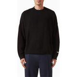 About Blank Oversize Pamuklu Loose Knit Crewneck Erkek Kazak - Siyah - 2XL