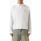 About Blank Oxford Script Cropped Çizgili Erkek Gömlek - Beyaz - XL