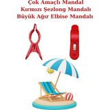 About The Perfect 8’li Büyük Boy Plaj Havlu Mandalı, Çok Amaçlı Havlu Tutucu ve Şezlong Sabitleyici - Kırmızı