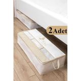 About The Perfect Iki Adet Şık Pencereli Baza Altı Düzenleyici Hurç, 70X32X20, Özel Kumaş Bej - Açık Bej - 3'lü - Seçenek 1