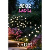 AboutThePerfect 2 Adet 6 LED'li Güneş Enerjili Bahçe Aydınlatması BEYAZ Işık Peyzaj Süs Çiçeği