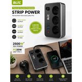 Abrax Tech 3'lü Akım Korumalı Uzatma Kablosu 2500W | 2 Metre | 3 Priz + 2 Usb-A + 1 Usb-C Pd 20W | Anahtarlı Çoklu Priz - Beyaz