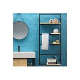 Abronya Banyo Duvara Monte Raf Ahşaplı Açık Banyo Dolabı