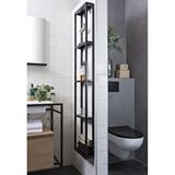 Abronya Metal Banyo Duvar Rafı Ahşaplı Banyo Rafı