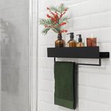 Abronya Metal Banyo Rafı Siyah Havluluk Şampuanlık ve Sabunluk Rafı