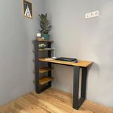Abronya Raflı Çalışma Masası Kitaplıklı Metal Destekli Ahşap Çalışma Masası
