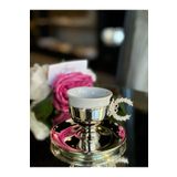 ABROZ HOME DESIGN Gümüş Çelenkli Kulp Kahve Fincanı