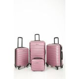Abs Kabin Orta Büyük Ve Makyaj Boy 4'lü Travel Valiz Bavul Seti - Pembe