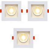 Abs Kare Sıva Altı GU10 7W LED Spot Armatür Gün Işığı Işık 3 Adet