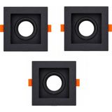 Abs Kare Sıva Altı GU10 LED Spot Armatür Kasası Siyah 3 Adet