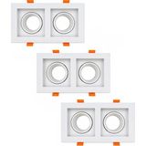 Abs Kare Sıva Altı GU10 LED Spot Ikili Armatür Kasası Beyaz 3 Adet