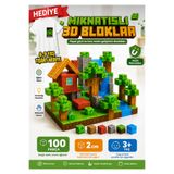 ABS Mine craft Eğlenceli Manyetik Küp Bloklar 100 Parça Creeper Baskılı 6-9 yaş Tişört Hediyeli Yapı Seti 3 Boyutlu Renkli Mıknatıslı | Eğitici Zeka Geliştirici Oyuncak