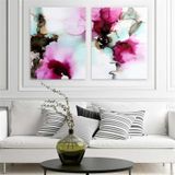 Abstract Akvarel İkili Set Yağlı Boya Dokulu Tablo 60X90 Çerçevesiz