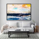 Abstract Landscape Yağlı Boya Dokulu Tablo 100X150 Gümüş Çerçeveli