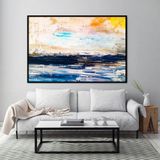 Abstract Landscape Yağlı Boya Dokulu Tablo 100X150 Siyah Çerçeveli