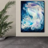 Abstract Luminous Yağlı Boya Dokulu Tablo 60X90 Siyah Çerçeveli