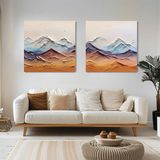 Abstract Mountains İkili Set 3D Yoğun Yağlı Boya Tablo