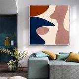 Abstract Shapes Yağlı Boya Dokulu Tablo 100X100 Gümüş Çerçeveli