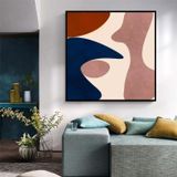 Abstract Shapes Yağlı Boya Dokulu Tablo 80X80 Siyah Çerçeveli