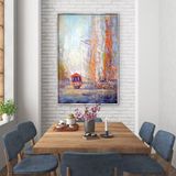 Abstract Streetcar Yağlı Boya Dokulu Tablo 90X120 Gümüş Çerçeveli