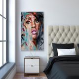Abstract Women Yağlı Boya Dokulu Tablo 50X70 Gold Çerçeveli